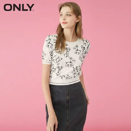 ONLY奥莱春季新款活力小狗图案显瘦收腰短袖针织衫女商品大图