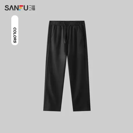 三福2024夏季男士侧边条休闲裤 运动风宽松直筒长裤卫裤483162商品大图