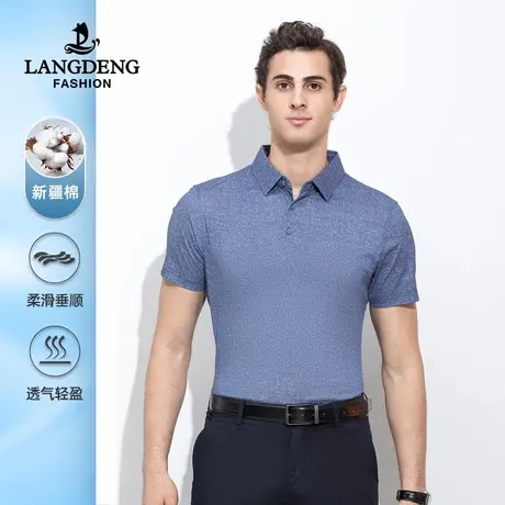 浪登2023夏季新款男士商务休闲短袖polo衫爸爸装中青年透气T恤男商品大图
