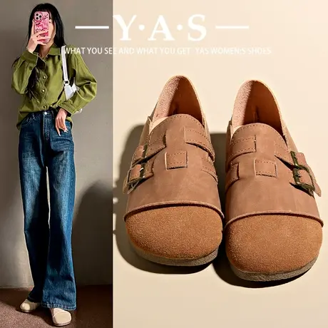 勃肯鞋女平底单鞋2024新款春秋季豆豆鞋软底懒人一脚蹬女鞋博肯鞋商品大图