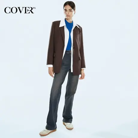 COVER2024春款宽肩精纺羊毛西装外套商品大图