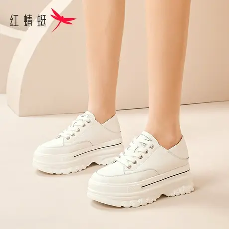 红蜻蜓厚底小白鞋2023春夏新款女鞋小个子鞋运动休闲松糕板鞋潮流商品大图