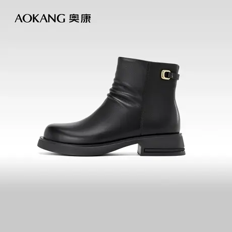 奥康女鞋2024春季新款女士时尚休闲靴烟筒靴时尚百搭切尔西靴皮鞋商品大图