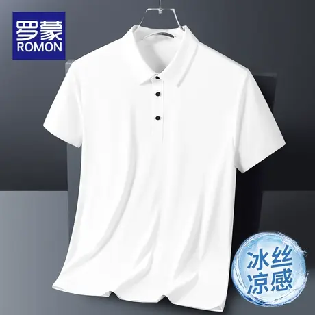 罗蒙polo衫男短袖t恤夏季高端冰丝无痕商务宽松半袖翻领男士体恤图片