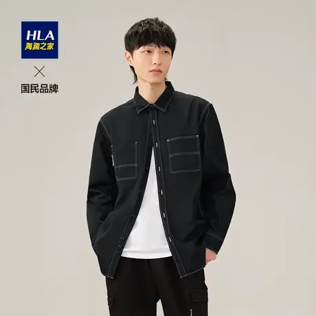 【外套款】HLA/海澜之家SPRINTING SMILE休闲衬衫秋季工装衬衣男图片