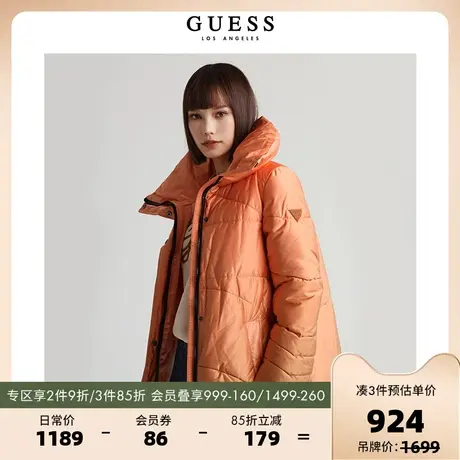 GUESS女士亮色复古无衔缝半高领舒适棉衣-W2BL70WF170图片