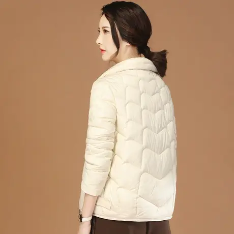 韩潮袭人立领长袖加厚白色棉衣棉服女2023冬新款休闲显瘦保暖外套图片