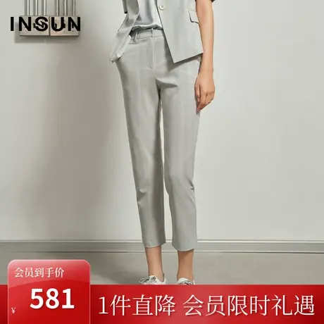 恩裳蔻夏季九分西裤女职业时尚条纹修身小脚直筒休闲裤商品大图