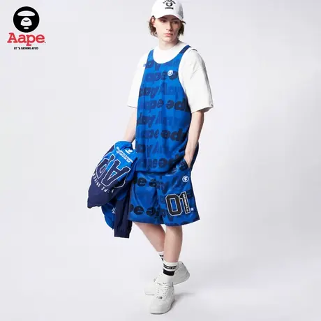 Aape旗舰店男装春夏字母满印拼接薄款潮流运动短裤6991XXK商品大图