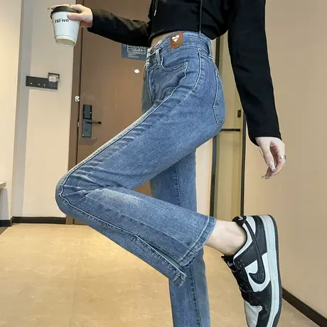 直筒牛仔裤女夏天薄款2023年秋新款高腰显瘦九分小个子烟管裤子女图片