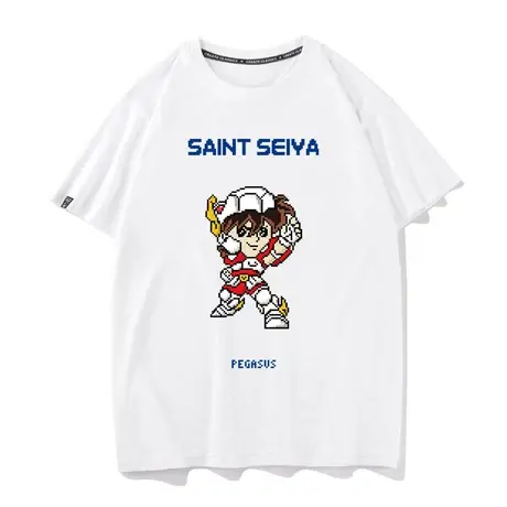 秀洛圣斗士星矢衣服夏季男士t恤短袖宽松半袖纯棉潮流像素画体恤商品大图