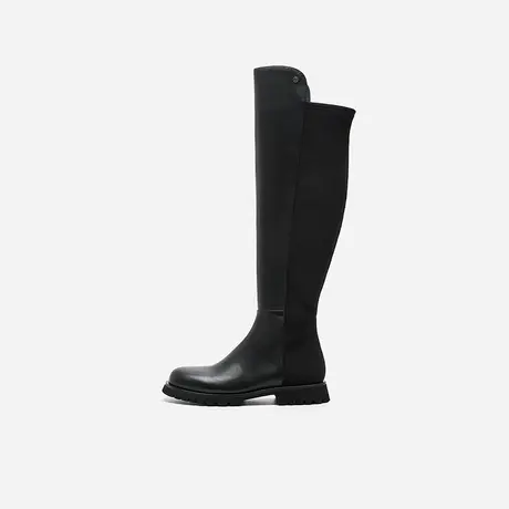 Nine West/玖熙2023年冬季新款平跟长筒靴女圆头羊皮舒适骑士靴子图片