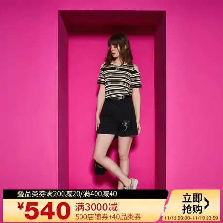 Juicy Couture橘滋23新款低调百搭经典珠片绣女牛仔短裤商品大图