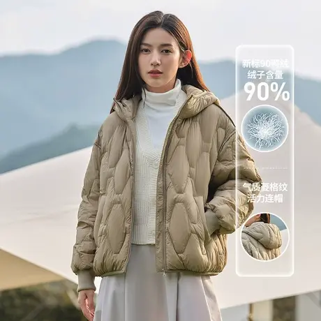 坦博尔菱格羽绒服女短款2022年新款连帽潮流韩版零压秋冬夹克外套图片