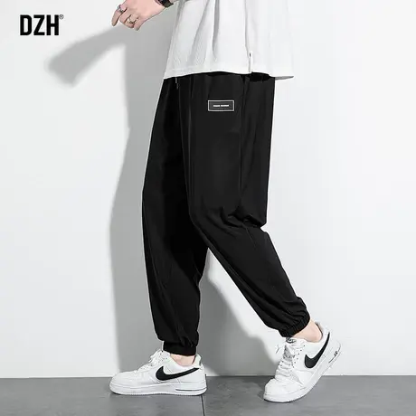 男士黑色冰丝休闲裤男薄款宽松九分裤运动裤2023新款束脚裤哈伦裤商品大图