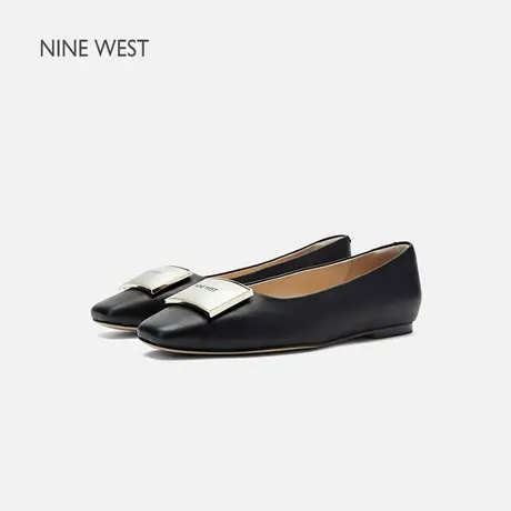 【商场同款】Nine West/玖熙方头单鞋女2025夏季新款一脚蹬平底鞋图片