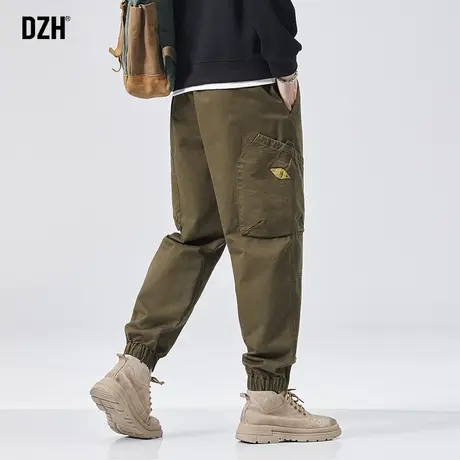 男士纯棉工装裤男束脚宽松秋季卡其色裤子2023新款休闲裤百搭长裤商品大图