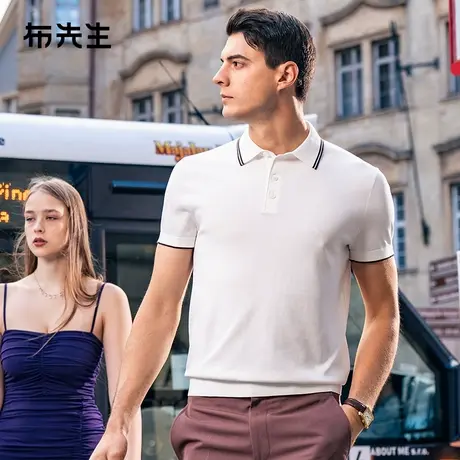 MrBu布先生双色拼接翻领t恤2025春夏新款凉感针织男款短袖AT15082图片