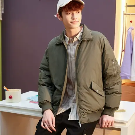 唐狮立领羽绒服男士90绒冬季新款潮款宽松加厚保暖面包服韩版潮C商品大图