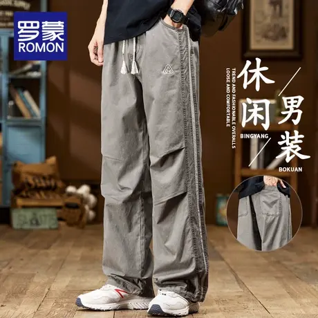 罗蒙2025新款夏季男装纯棉宽松阔腿工装裤春夏款潮牌痞帅休闲裤子商品大图