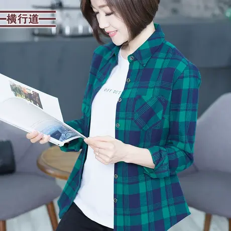 2023冬装新款女装黑白格子衬衫休闲外套外搭宽松长袖百搭衬衣外穿商品大图