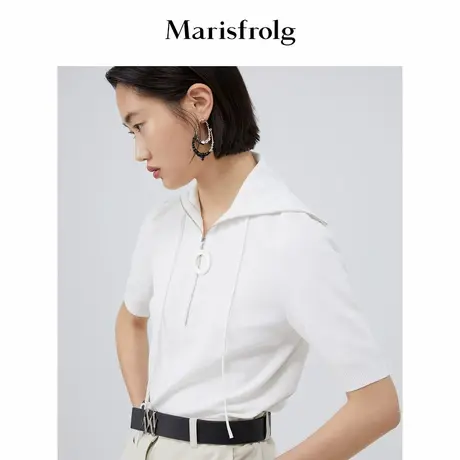 【言选好物】Marisfrolg玛丝菲尔秋季白色拉链领口针织衫图片