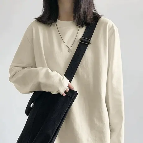 KV真维斯纯棉长袖t恤女士秋季百搭宽松透气2025新款小个子打底衫商品大图