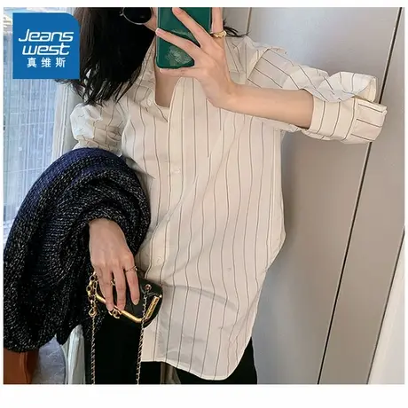 LE真维斯女装2025春季新款 韩版潮流洋气休闲长袖百搭衬衫上衣商品大图