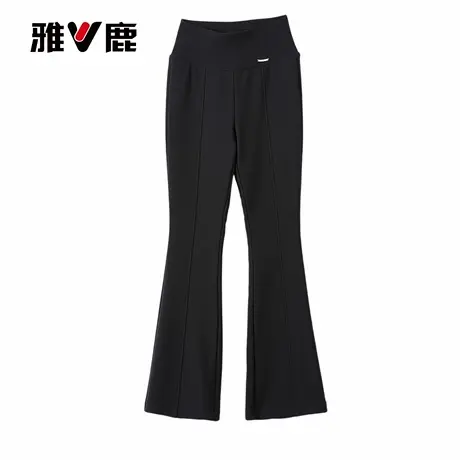 雅鹿新款高腰羽绒裤微喇叭显瘦洋气时尚百搭保暖裤子黑色新品冬季图片