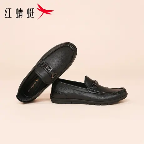 红蜻蜓男鞋羊皮鞋子男士一脚蹬懒人皮鞋休闲豆豆鞋男软皮软底真皮商品大图