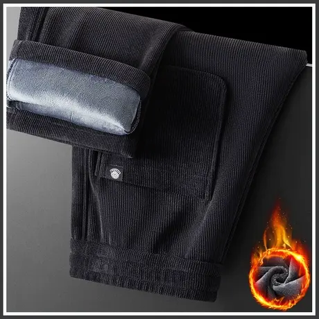 冬天加绒加厚休闲裤子冬季2023年新款博奥绒拖地阔腿男生保温卫裤商品大图