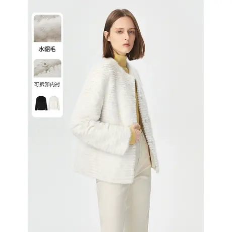 朗姿水貂毛羊绒高端洋气短款高级感皮草年冬季新款毛毛外套女图片