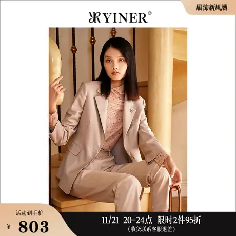 YINER音儿女装春季时尚OL风一粒扣西装短外套商品大图