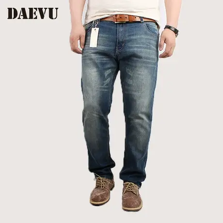2017秋装新款特大号抓痕水洗弹力小脚加肥加大码男士韩版牛仔长裤商品大图