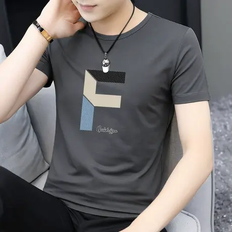 莫代尔男士短袖t恤2025新款夏季潮牌潮流圆领体恤上衣服冰丝半袖图片