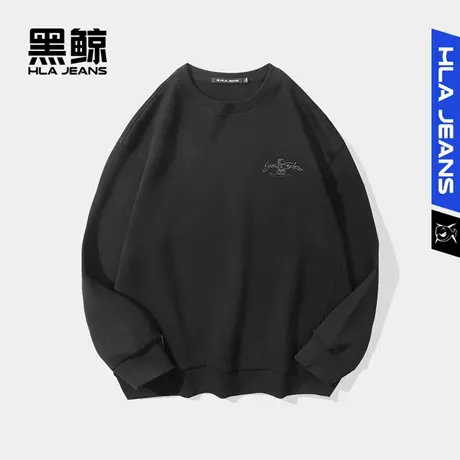 黑鲸HLAJEANS海澜之家旗下潮牌发泡印花圆领卫衣男宽松套头上衣图片