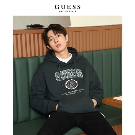 【38上新季】GUESS男士LOGO抽绳连帽套头休闲潮流卫衣商品大图