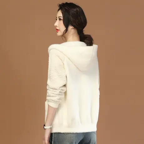 韩潮袭人2023冬季新款休闲连帽摇粒绒加厚保暖百搭气质毛呢外套图片