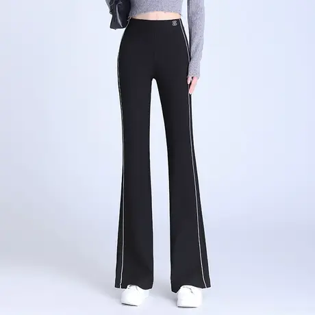 时尚微喇休闲裤女长裤子秋季2023新款高腰坠感显瘦百搭直筒喇叭裤商品大图