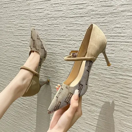 法式高跟鞋女2024年新款秋季细跟尖头性感百搭气质职业工作单鞋图片