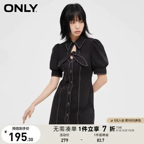ONLY奥莱夏季设计感潮流小众收腰A字版型黑色连衣裙女图片