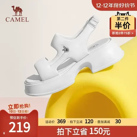 骆驼女鞋2024春夏新款时尚百搭休闲粗跟仙女风时装女凉鞋图片