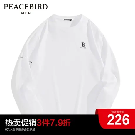 太平鸟男装奥莱  23年春季新款潮流刺绣长袖T恤图片