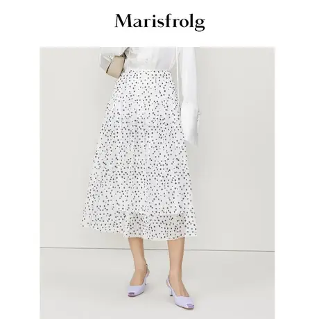 【商场同款】玛丝菲尔春新款白色碎花A字半身裙伞裙裙子图片