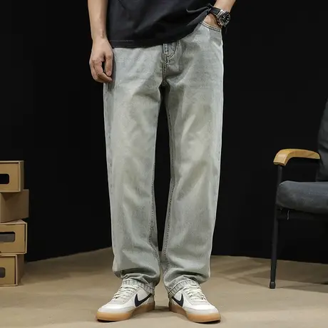 直筒牛仔裤男2024新款怀旧浅色裤子宽松大码春秋男士潮牌男裤春季商品大图