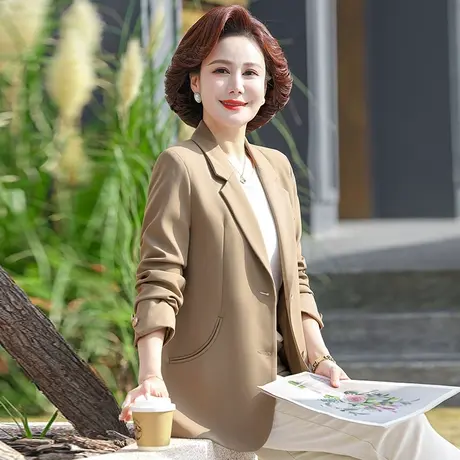 年轻妈妈春装韩版设计感中老年韩版西服上衣高级感西装外套女宽松图片