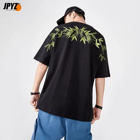 刺绣短袖t恤男纯棉男款衣服男生装夏季新款体恤宽松大码男士潮牌商品大图