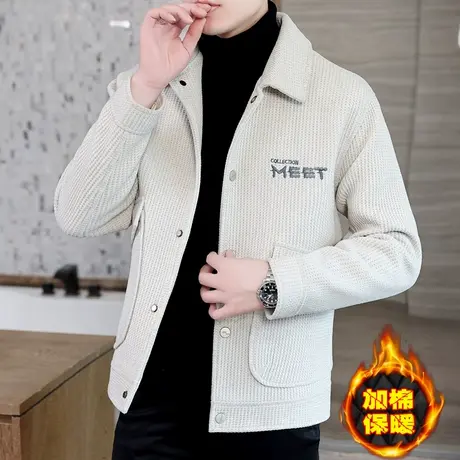 男士高端毛呢大衣冬季加厚呢子夹克休闲潮流短款加棉冬装风衣外套商品大图