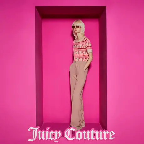 Juicy Couture橘滋新款红莓奶昔简约刺绣罗纹腰女休闲裤商品大图