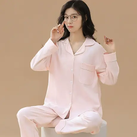 南极人睡衣女春秋款长袖纯棉大码夏季网红风家居服套装2023年新款商品大图